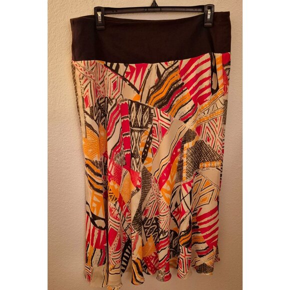 Vintage Jones New York Abstract Brightly Printed Flowy Maxi Skirt Size 2X EUC - Picture 1 of 10